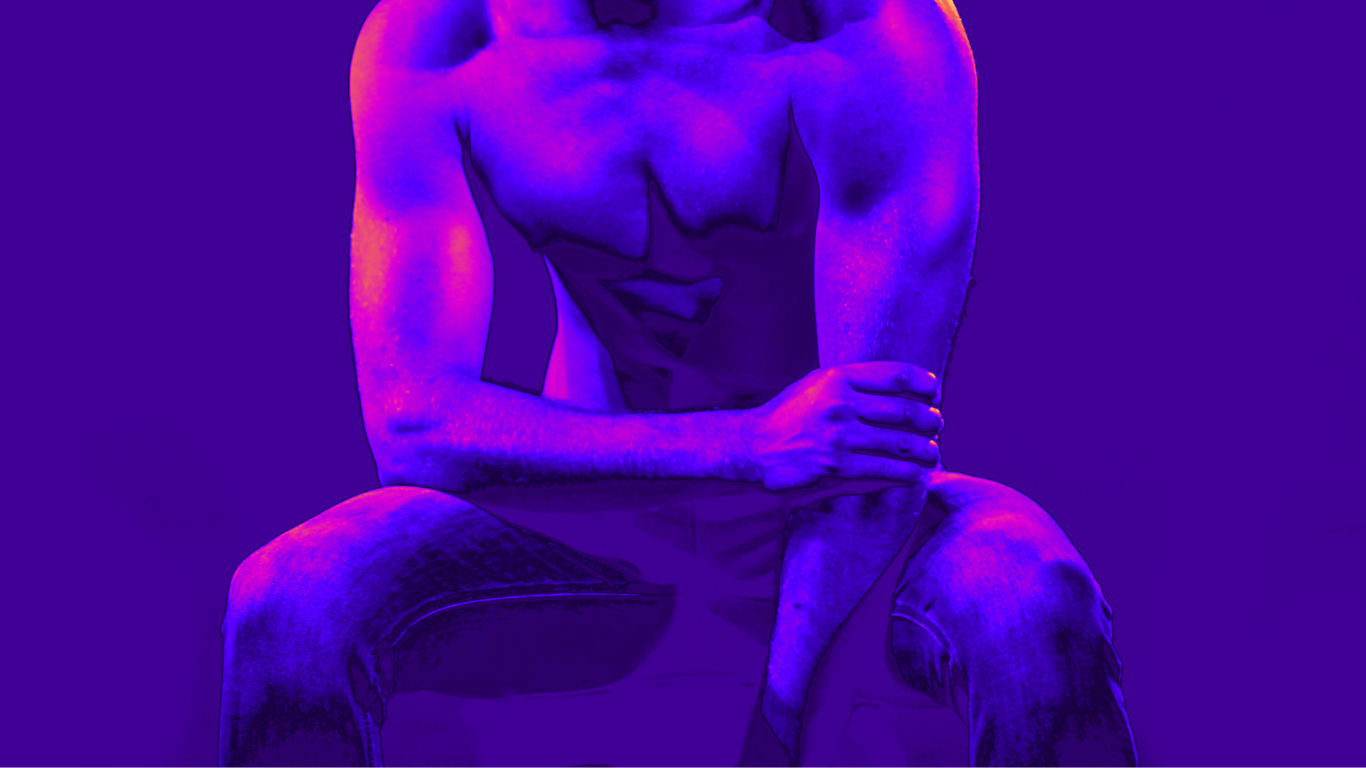 sexy guy torso in outrun filter getting ready for trailblazing sex male sex doll